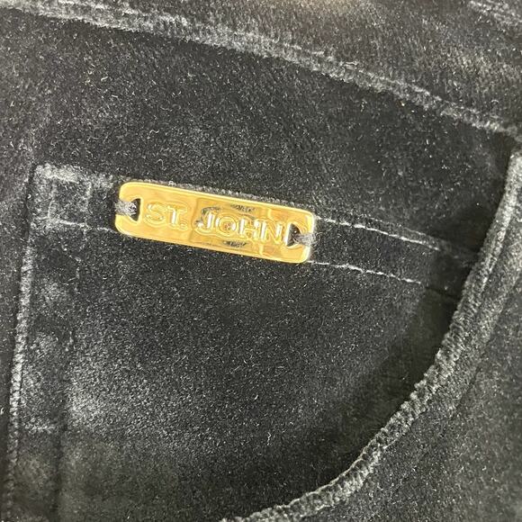 St. John Sport by Marie Gray High Rise Straight Leg Velvet Pants Black Size 8 - Picture 4 of 12